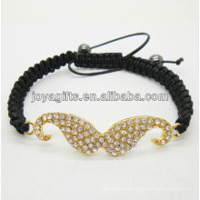 Neujahr Geschenk Shamballa Armband Schwarz Draht Legierung Bart Diamant gewebt Armband